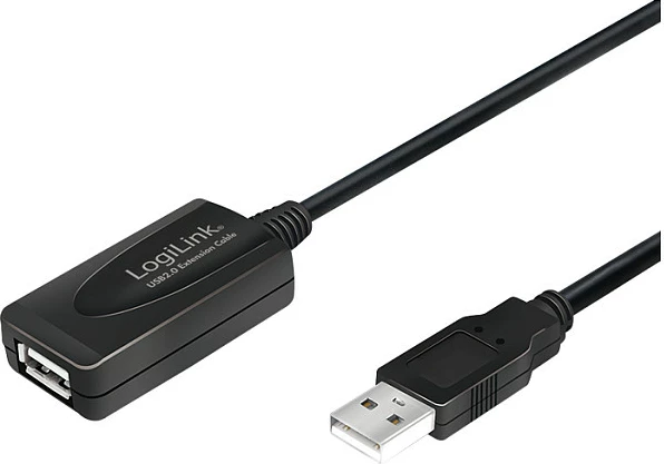 Kabllo USB LogiLink, USB-A mashkull në USB-A femër, USB 2.0, 10m, e zezë