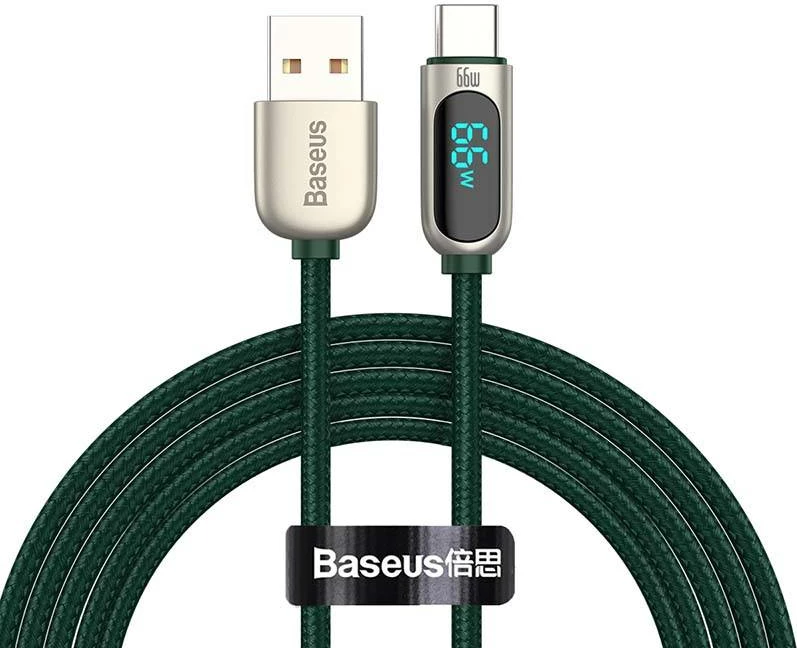 Kabllo Baseus Display USB në USB-C, 2m, 66W, e gjelbër