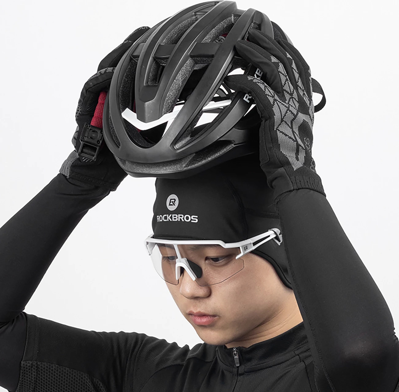 kapuç nën helmetë çiklizmi, Rockbros, Dala, termik me sipërfaqe kundër erës dhe vrima për syze, universale 53-61 cm, gri