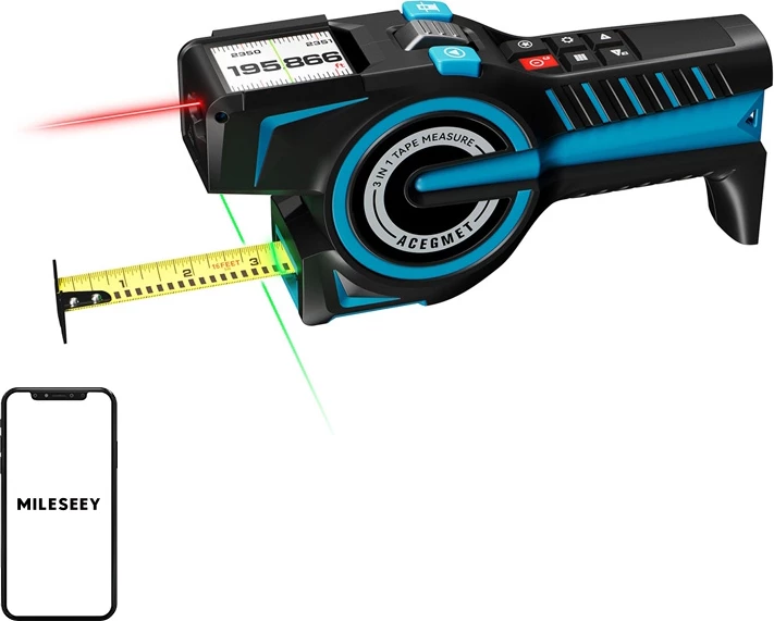 Matës distance me laser Mileseey DTX 10, deri 120 m, Bluetooth, metër shirit i integrum