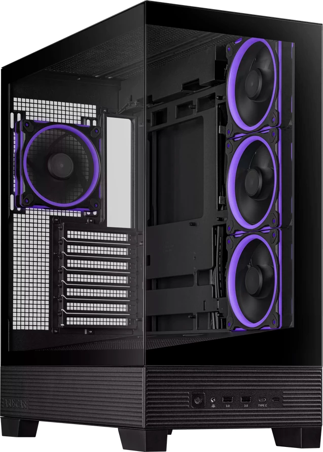 Kasë ASUS A31 PLUS ATX Midi Tower, xham i temperuar, 4x120mm ARGB fanë, USB-C, e zezë