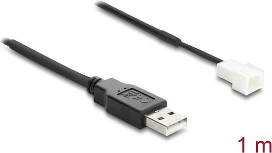 Kabllo ventilatori DeLOCK USB-A në 3-pin Molex, 1 m, e zezë