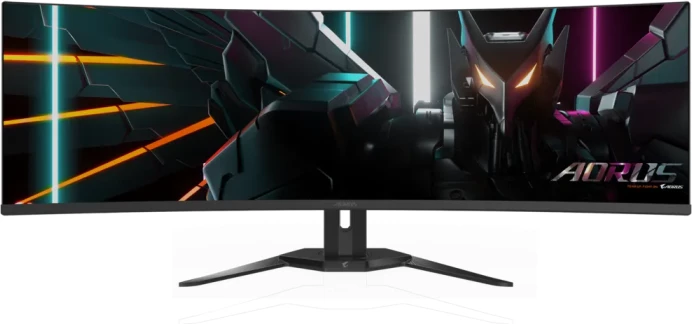 Monitor i lakuar GIGABYTE AORUS CO49DQ 49\" OLED DQHD 5120x1440 144Hz 0.03ms me altoparlantë, i zi
