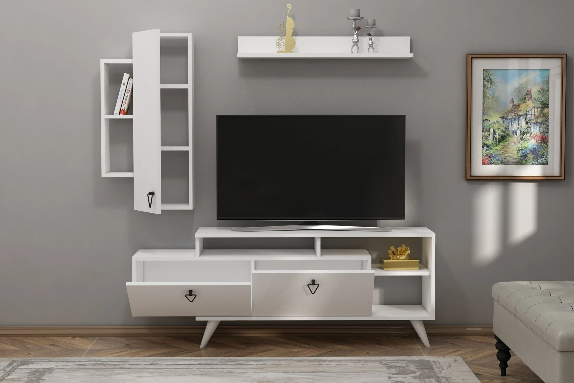 Komodë TV Hanah Home, Clara, e bardhë