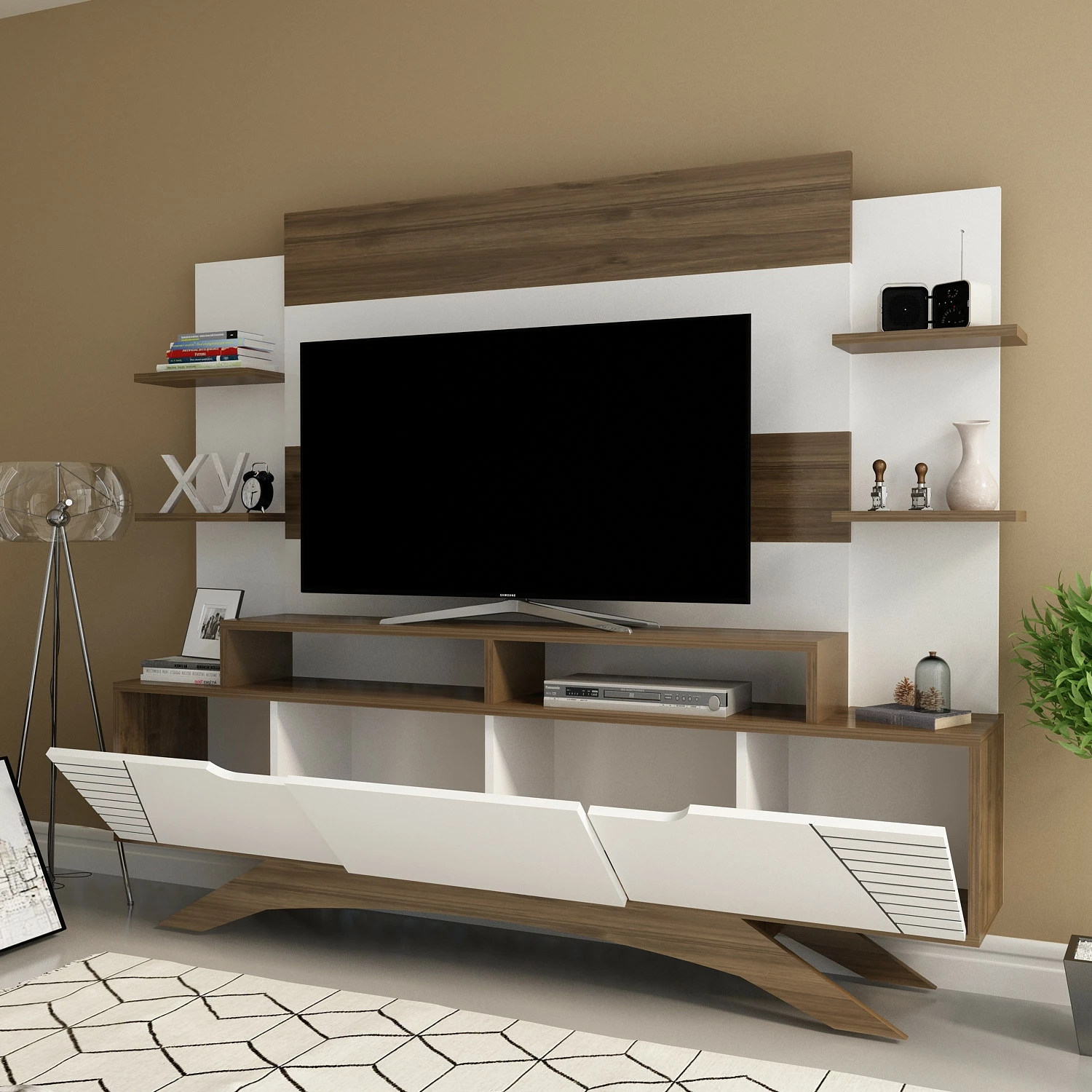 Njësi TV Hanah Home, Deparo, ngjyrë arre dhe e bardhë