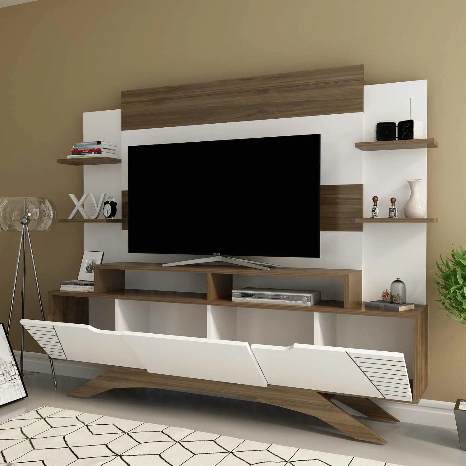 Njësi TV Hanah Home, Deparo, ngjyrë arre dhe e bardhë