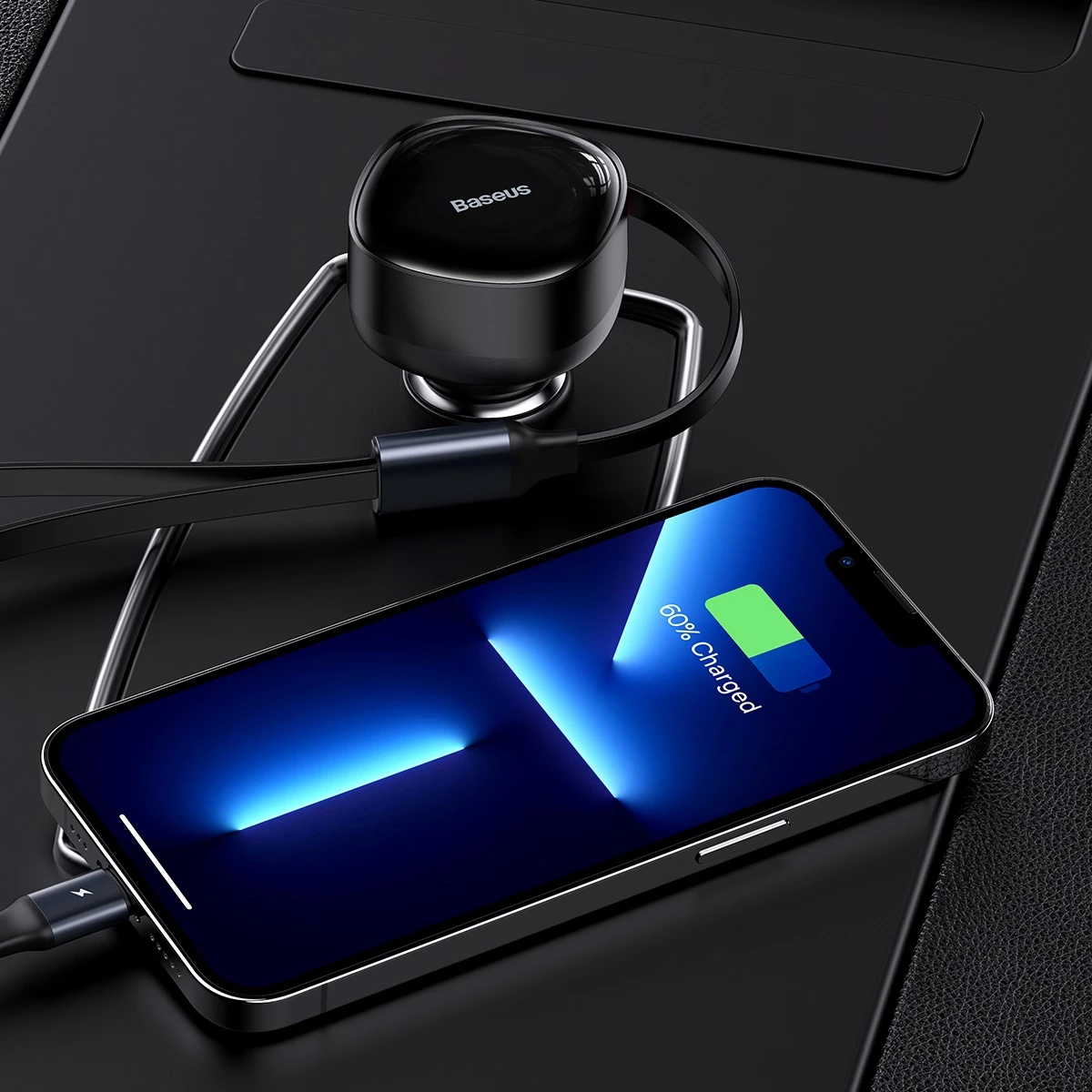 Karikues veture Baseus Enjoyment 2in1, 30W, me kabllo USB-C dhe Lightning, i zi
