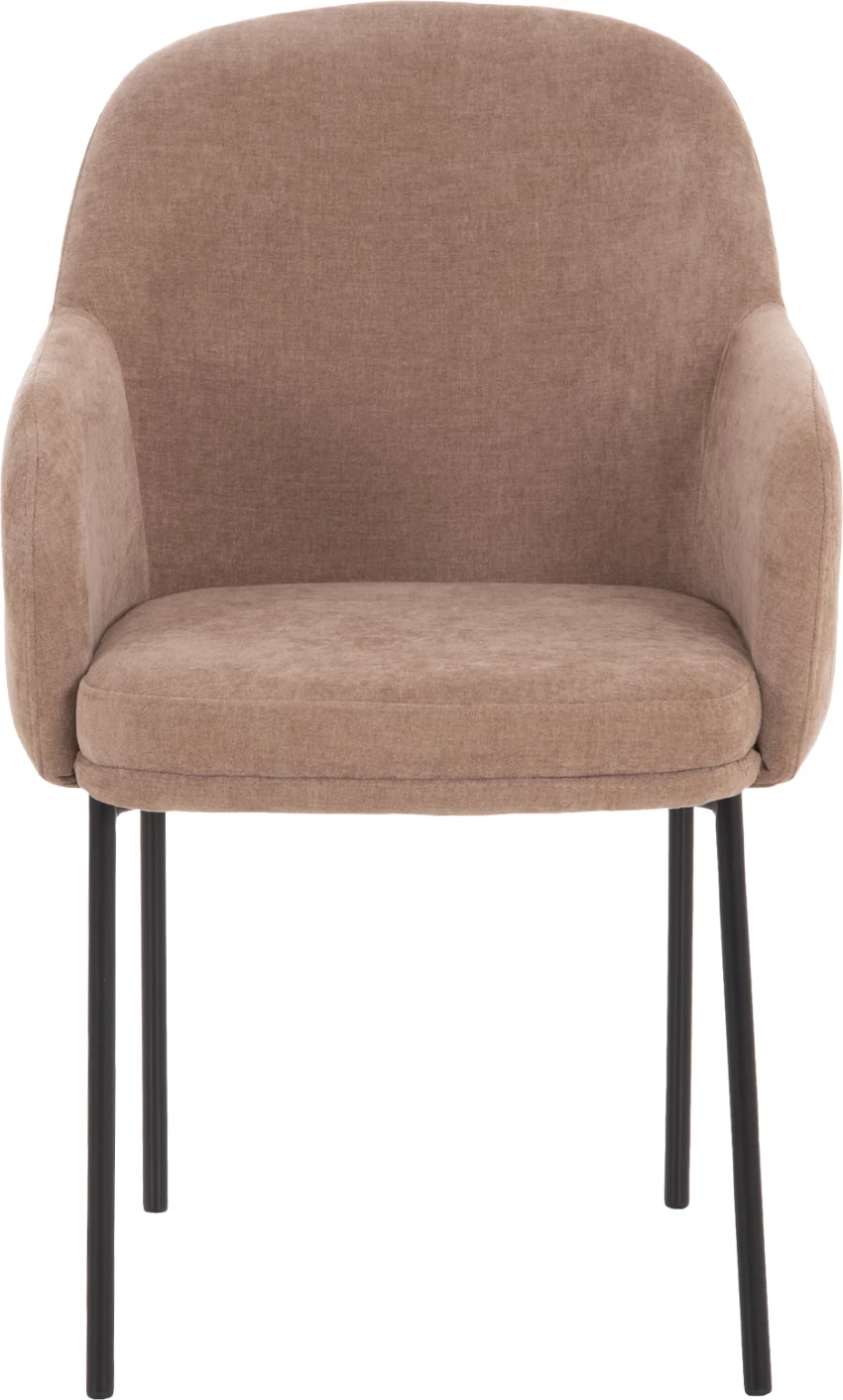 Set 2 karriga ngrënieje MANIDO, material taupe, këmbë metalike të zeza, 55x62x88cm