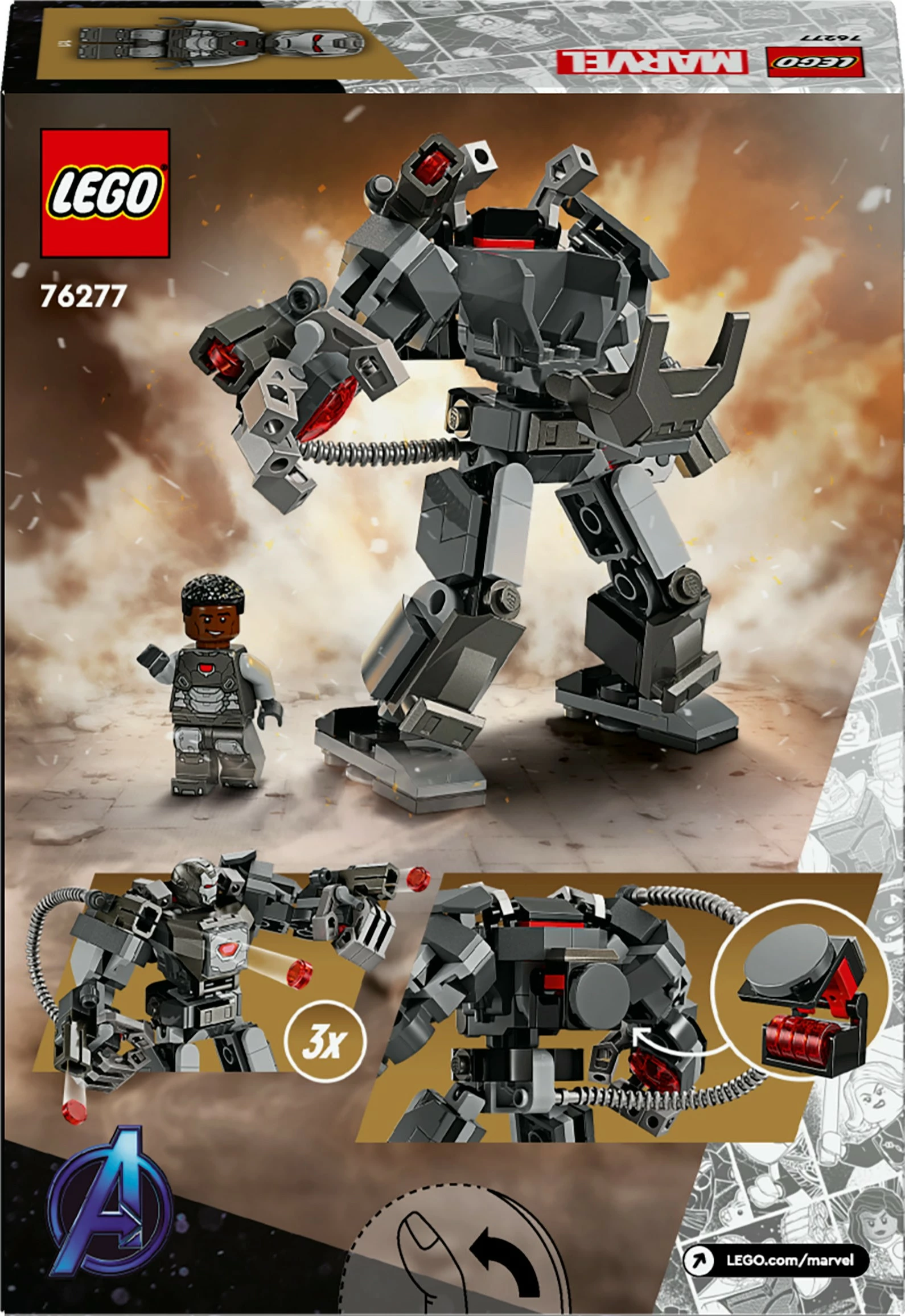 Set ndërtimi LEGO Marvel 76277 War Machine Mech Armour, 154 pjesë, multikolor