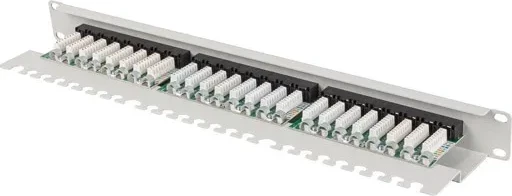 Patch panel LANBERG 24 porta 1U 19" kat.6A UTP, gri me organizues kabllosh