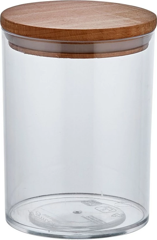 Kuti për organizim Hermia Concept, transparente, kapak druri, CLJWL01C08, 10x10x13.5cm, 800ml
