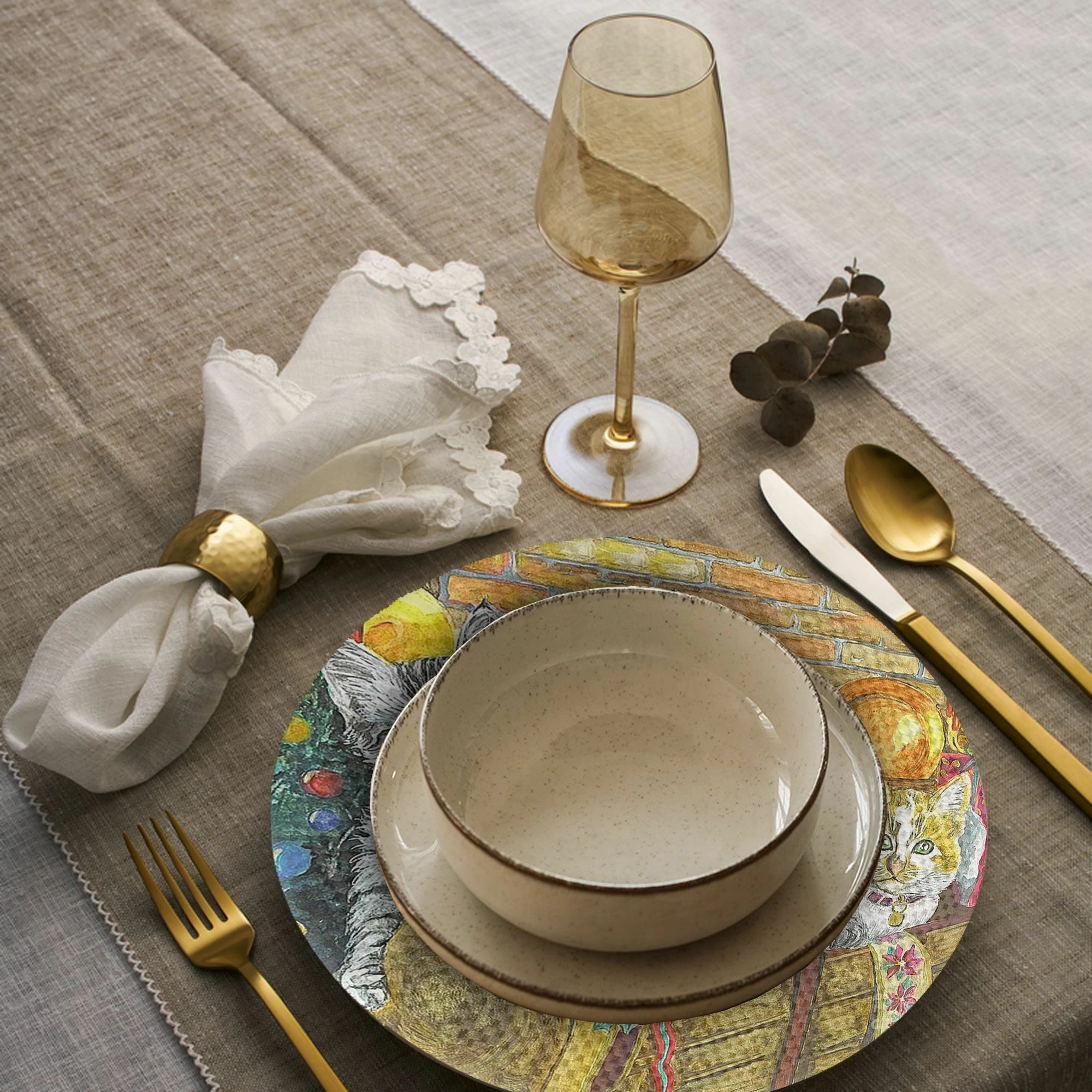 Nënshtrat tavoline Hermia Concept, shumëngjyrësh, set prej 4 copësh, 37cm