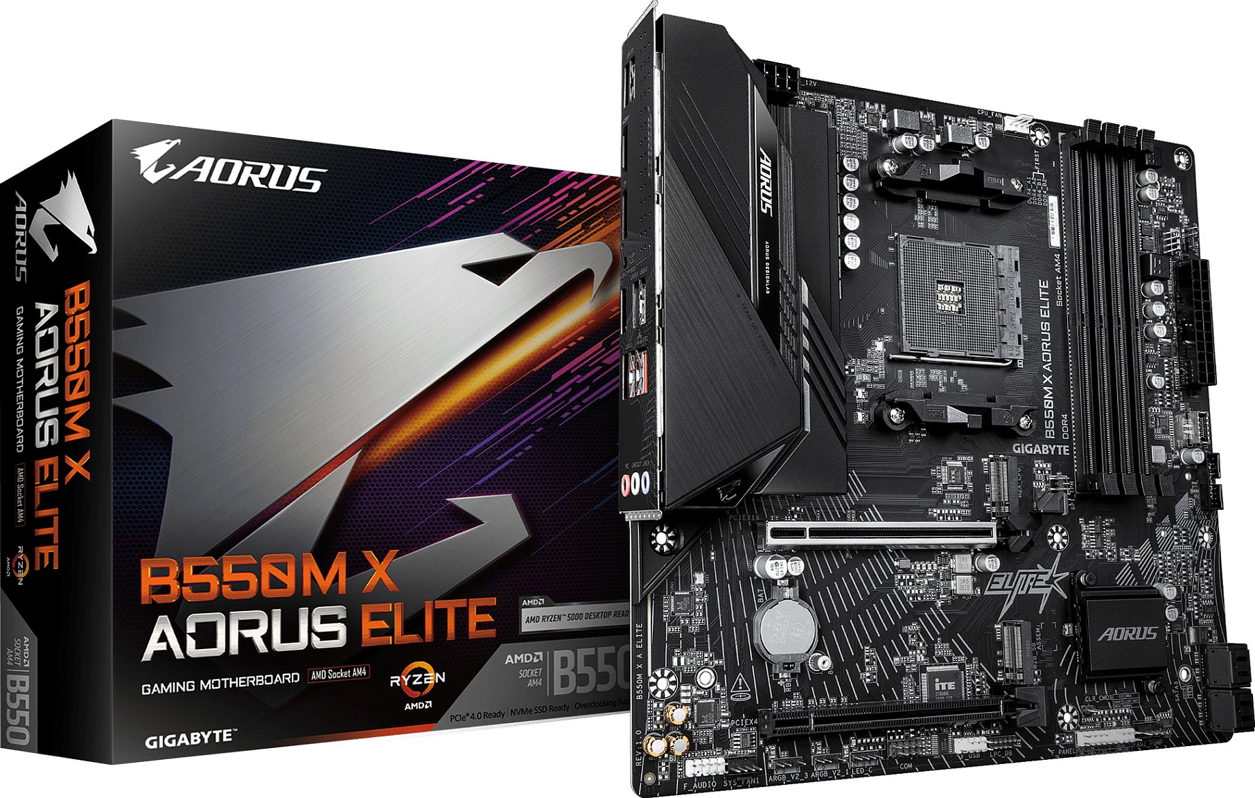 Pllakë amë Gigabyte B550M X AORUS ELITE, Socket AM4, micro ATX, 4xDDR4, 2xM.2, HDMI/DP
