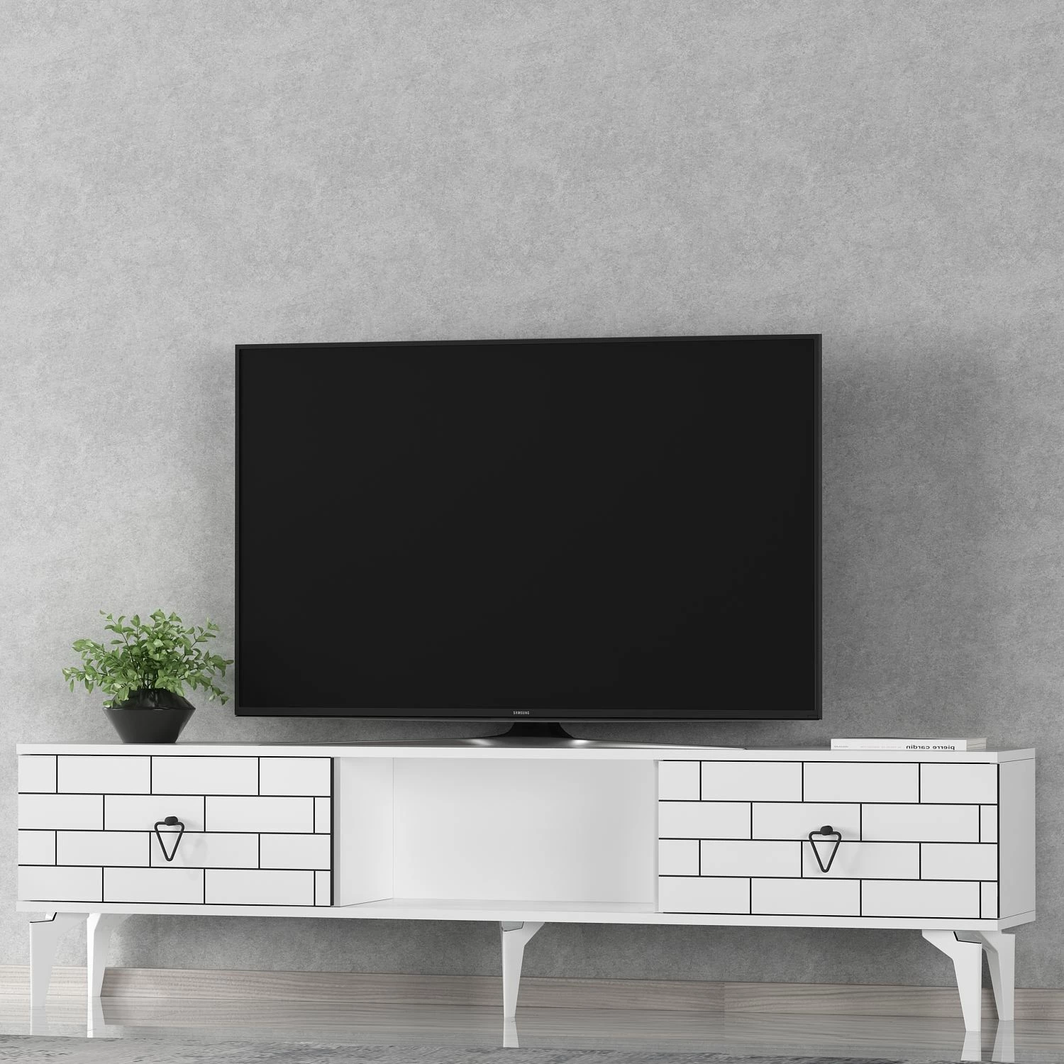 Komodë TV Skye Decor, Varna, e bardhë