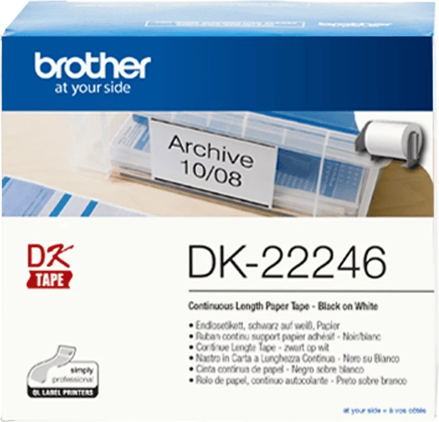 Rrotullë etikete, Brother, DK-22246, gjatësia e vazhdueshme 103mm x 30.48m, e bardhë