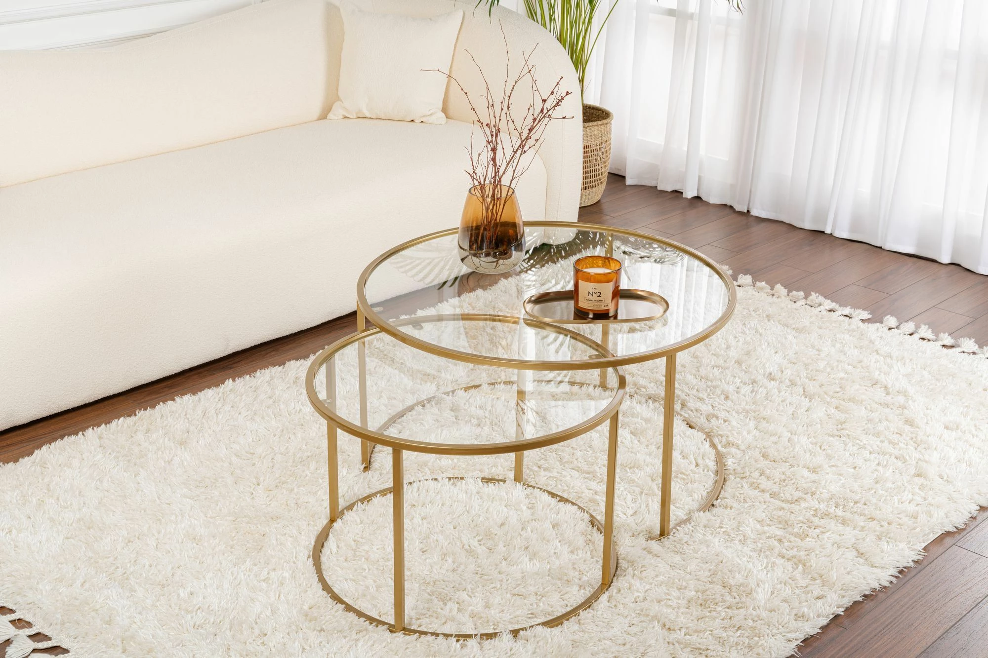 Set tavolinash kafeje Nordure, Aurum - 80, 60 - ngjyrë ari, transparente