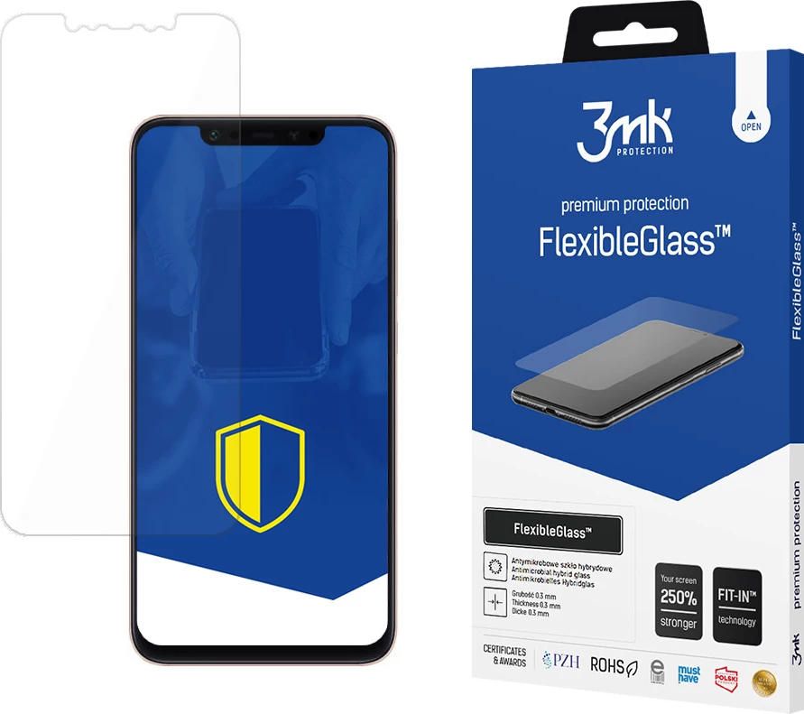 Xham hibrid mbrojtës ekrani, 3mk Protection FlexibleGlass, për Xiaomi Mi8 Global, 7H, 250% përforcim, shtresë antibakteriale, set 1 copë