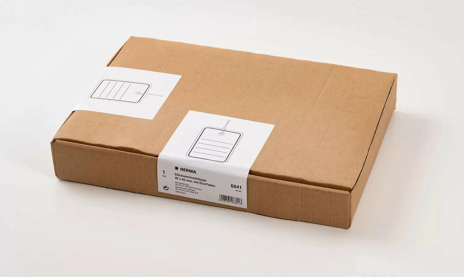 Etiketa mallrash HERMA 48x65mm me vrimë dhe litar, 1000 copë, gri, bardhë