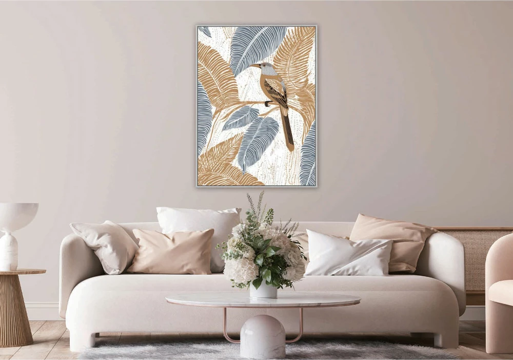 Pikturë dekorative Feels like Spring, kanavacë, shumëngjyrëshe, dru, gri, 83x123x4cm