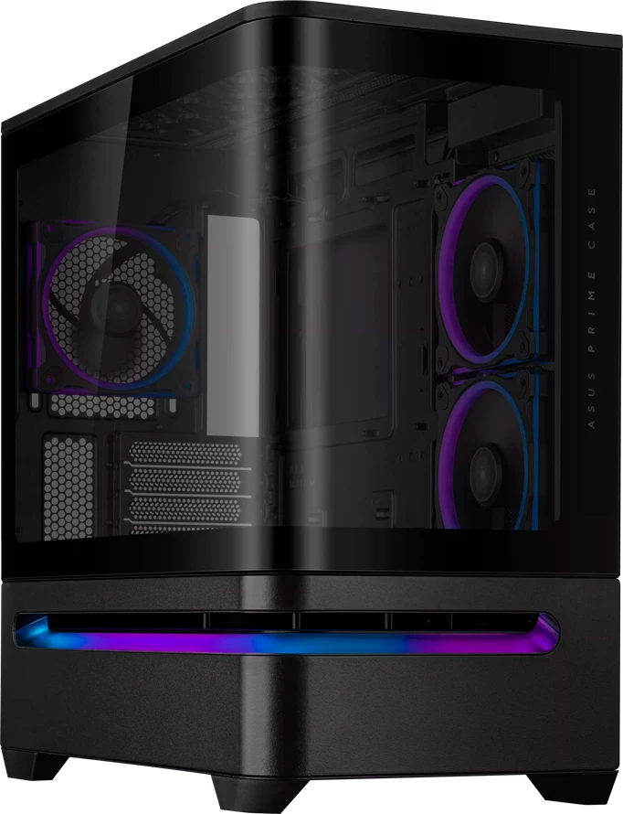 Kasë ASUS Prime AP202 ARGB TG MicroATX Mini Tower, xham i lakuar, 3x120mm RGB fan, e zezë
