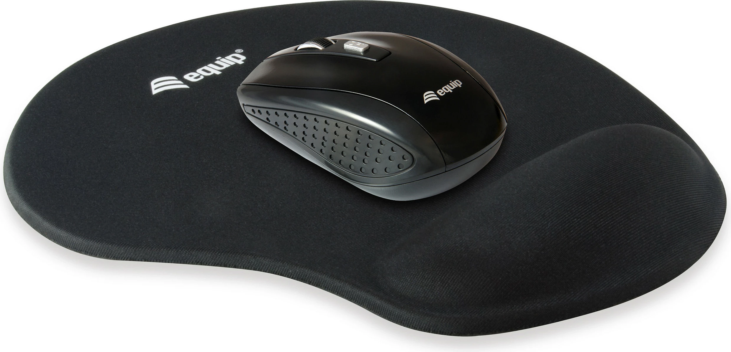 Mauspad Equip Gel, i zi, me mbështetje për dorë, material gel, bazë që nuk rrëshqet