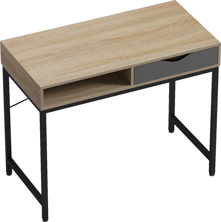 Tavolinë zyre Kama, ngjyrë sonoma-gri, këmbë metalike të zeza, 95x48x76cm