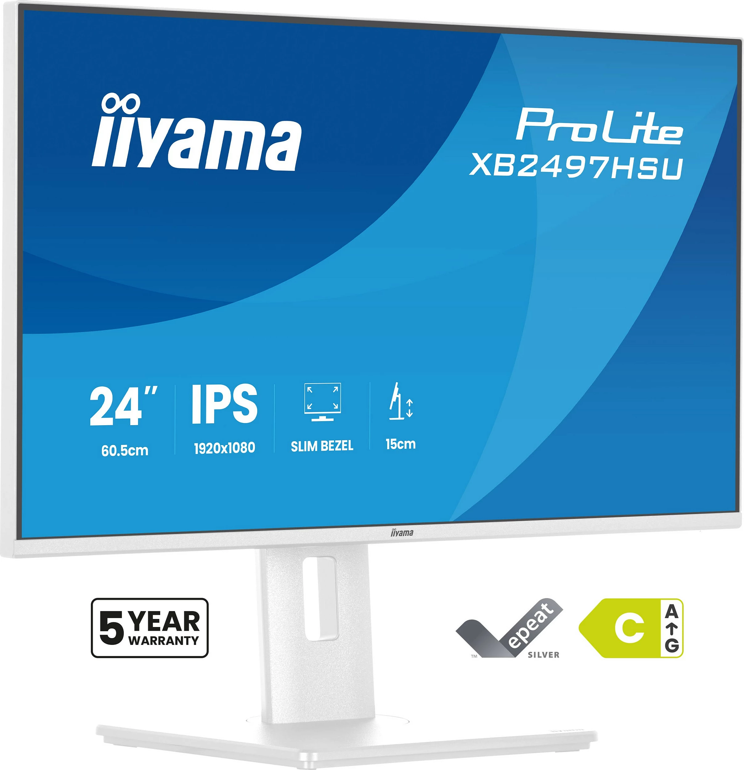 Monitor iiyama ProLite XB2497HSU-W1, 24 inç, IPS, Full HD, FreeSync, i bardhë
