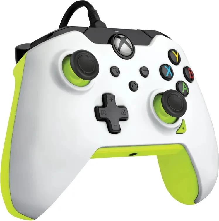 Kontroller i lidhur me kabllo PDP Xbox Wired Controller, 2.5 m, jack 3.5 mm, buton Share, Bardhë/verdhe neon