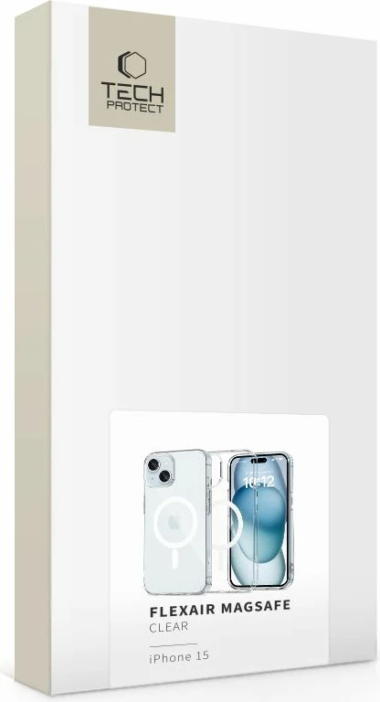 Mbështjellës Tech-Protect FlexAir MagSafe për iPhone 15, Transparent