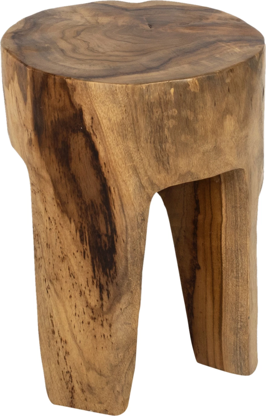 Stol me 3 këmbë, dru teak, ngjyrë natyrale, Φ30x40H cm, FH9349