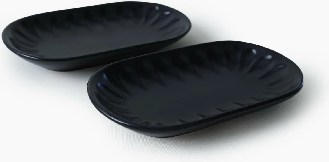 Set pjatash servirëse (2 copë), Hermia Concept, X00017597, ngjyrë e zezë mat