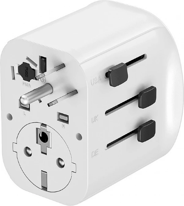 adapter udhëtimi universal me tokëzim, Gembird TPA-EU2A1C15-01-W, 15 W, 3x USB, i bardhë