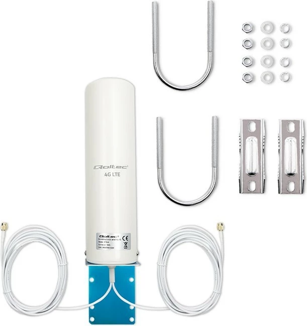 Antenë 4G LTE Qoltec 57044, omnidireksionale, 5dBi, e bardhë, për jashtë