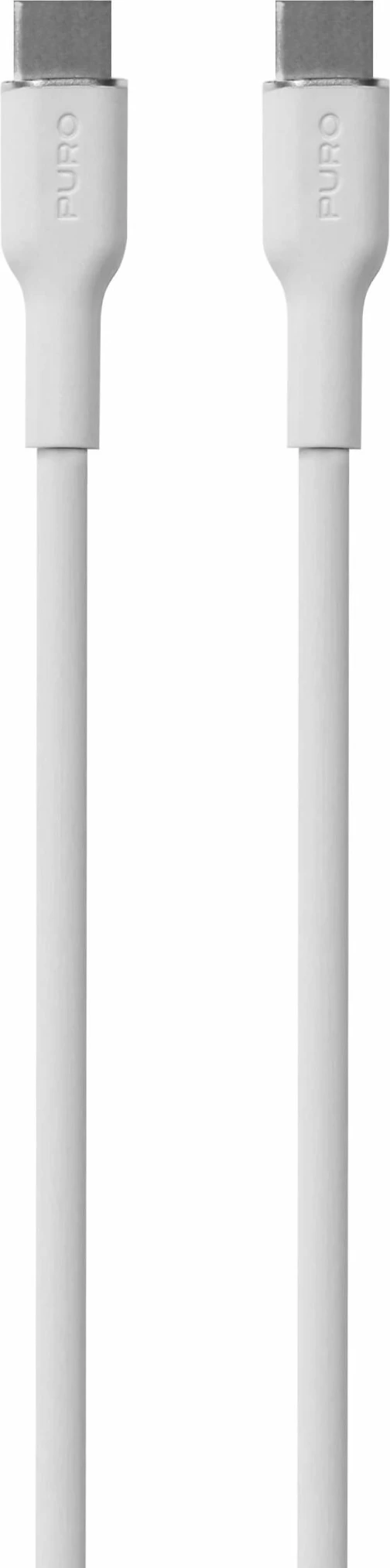 Kabllo USB-C në USB-C Puro Soft 1.5m, 60W, silikon, Bardhë