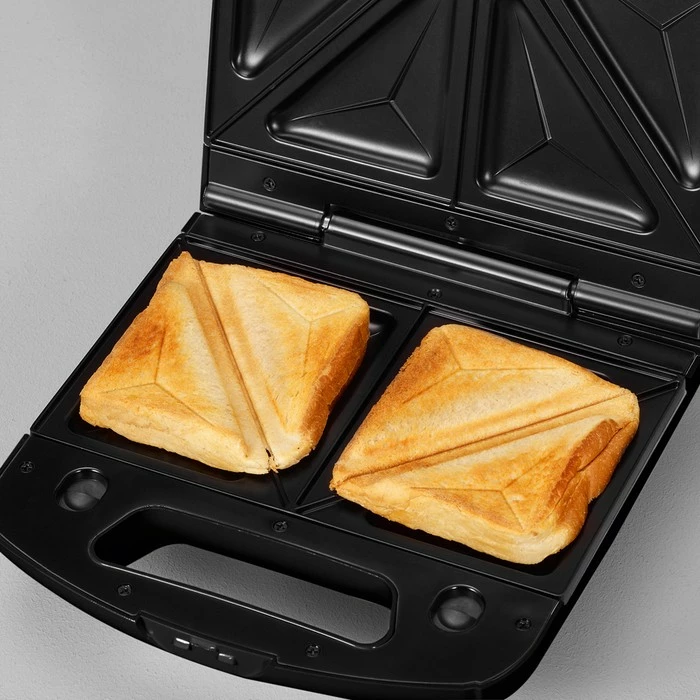Aparat për waffle e sandviç Severin 2968, 1000W, 2 copa, pllaka të ndërrueshme, zi/krom