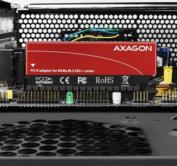 Adapter PCIe x16 në M.2 NVMe Axagon PCEM2-S, PCIe 3.0 x4, 2230-2280, ftohës pasiv, kuqe