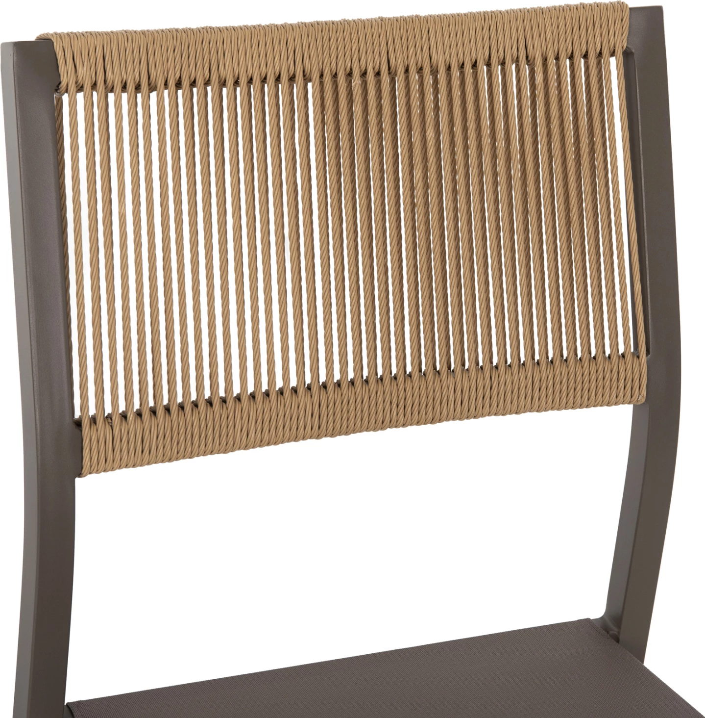 Karrige alumini, kornizë shampanjë dhe tekstil me ratan sintetik bezhë, 46x55.5x83H cm