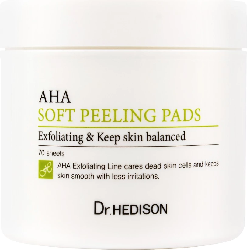 Pllaka eksfoliuese për fytyrë Dr.HEDISON AHA Soft Peeling Pads për femra, 70 copë