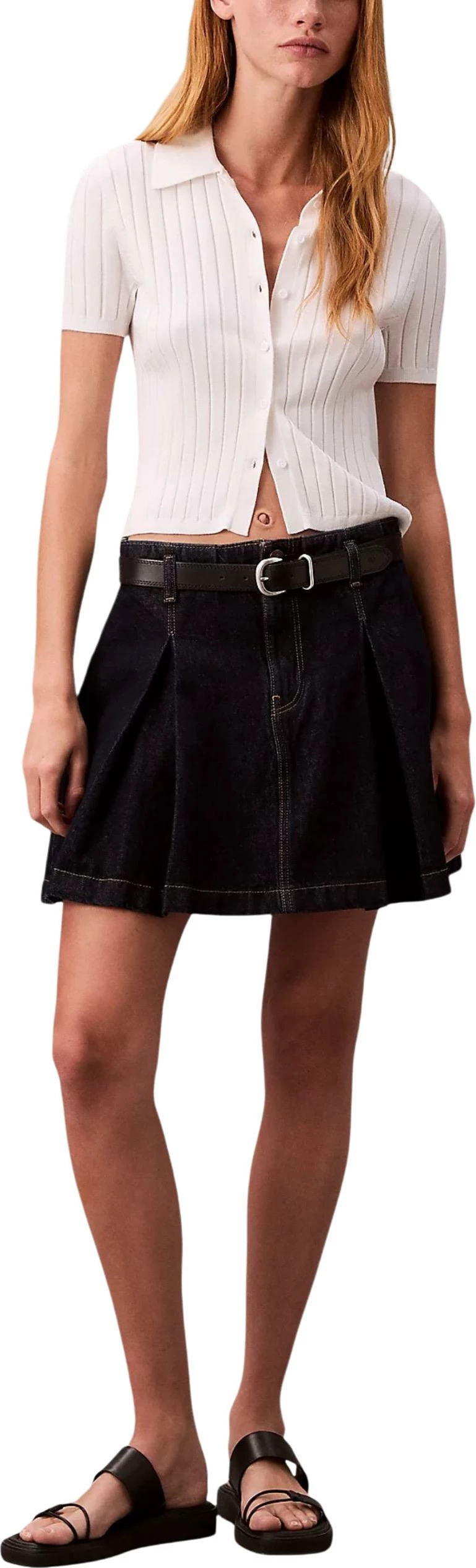Fund i shkurtër me pala për femra Calvin Klein Jeans LV047C717G, denim [Madhësia: W26]