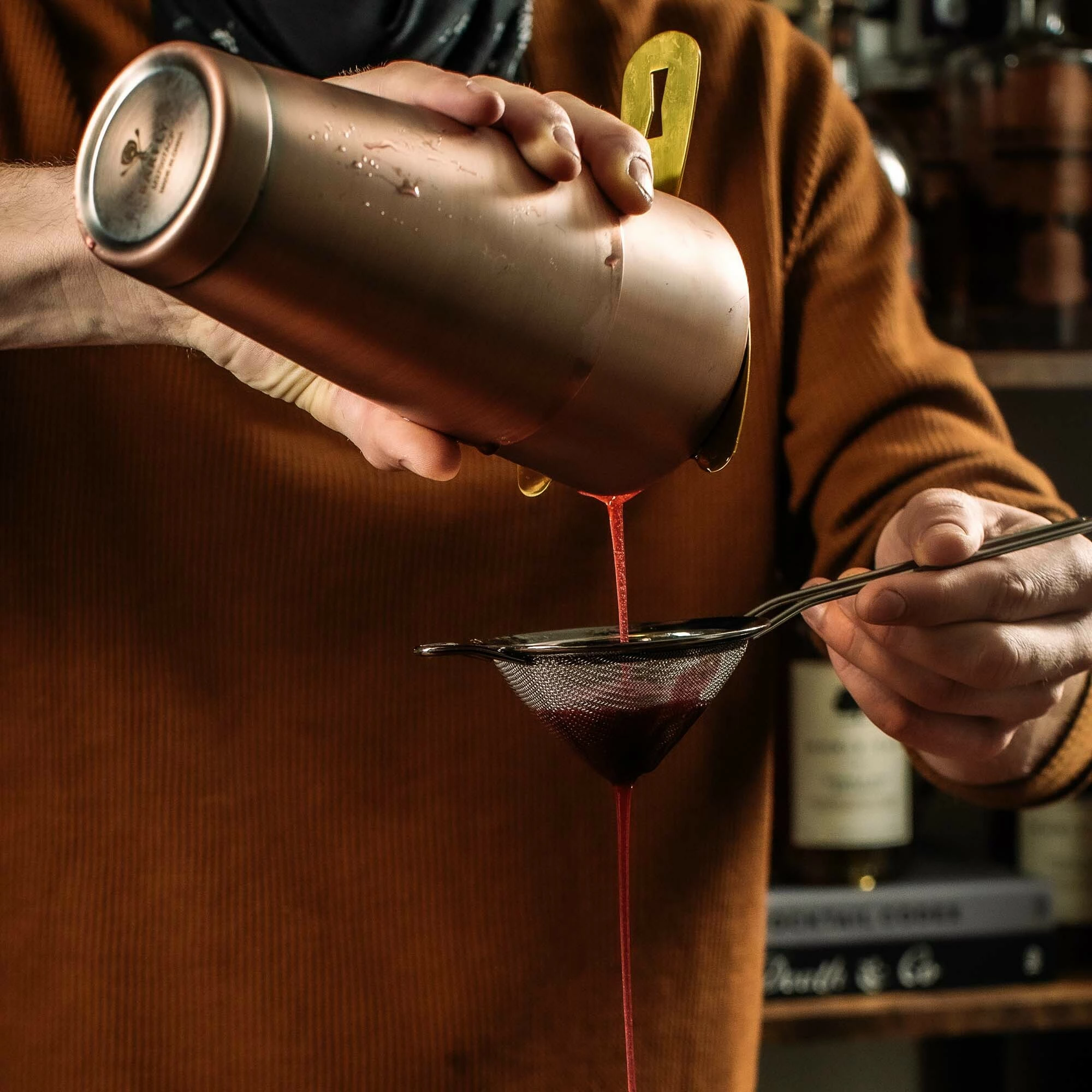 shaker koktejli 3-pjesësh stil japonez, BarFly, Diamond Lattice, 700 ml, çelik inox 18/8, bakër antik