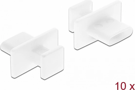 Mbrojtës pluhuri për port USB Type-C DeLOCK, set 10 copë, i bardhë