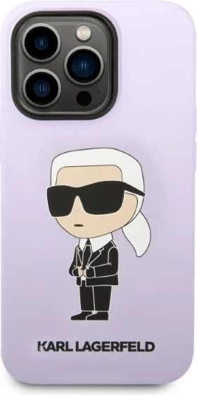Mbështjellës Karl Lagerfeld KLHCP14XSNIKBCU Silicone Ikonik Karl për iPhone 14 Pro Max 6.7", hardcase silikon, vjollcë