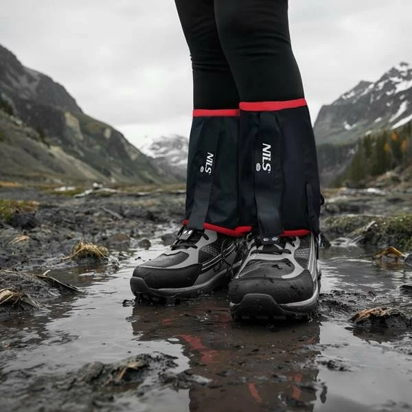 Mbrojtëse këmbësh për trail running Nils Camp NC17113, madhësi universale, e zezë-kuqe