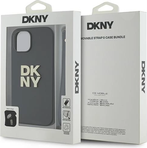 Mbështjellës DKNY Wrist Strap Stock Logo për iPhone 14/15/13, e zezë