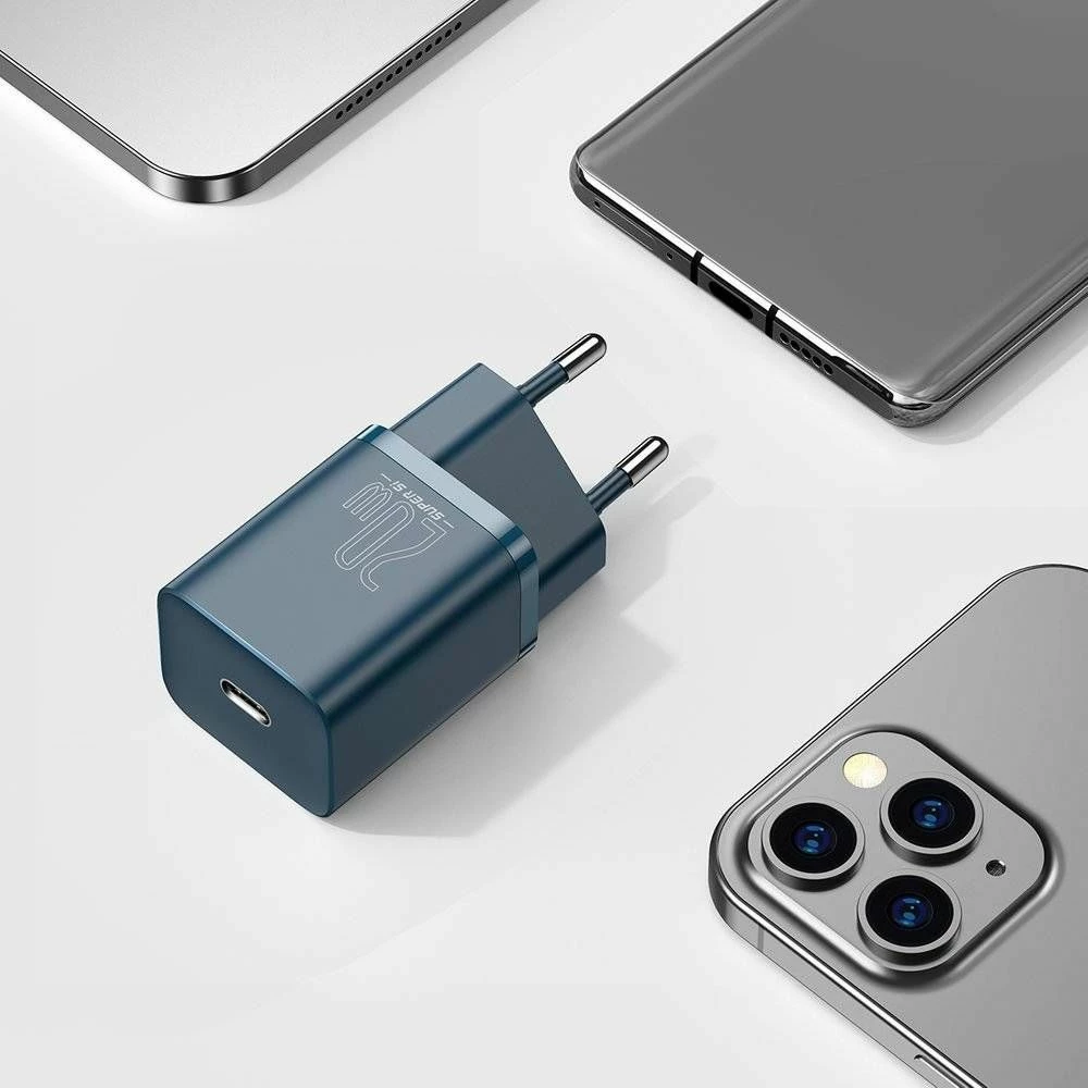 Karikues rrjeti Baseus Super Si BSU2699BLU 1x USB-C 20W/25W PD QC 3.0, kaltër