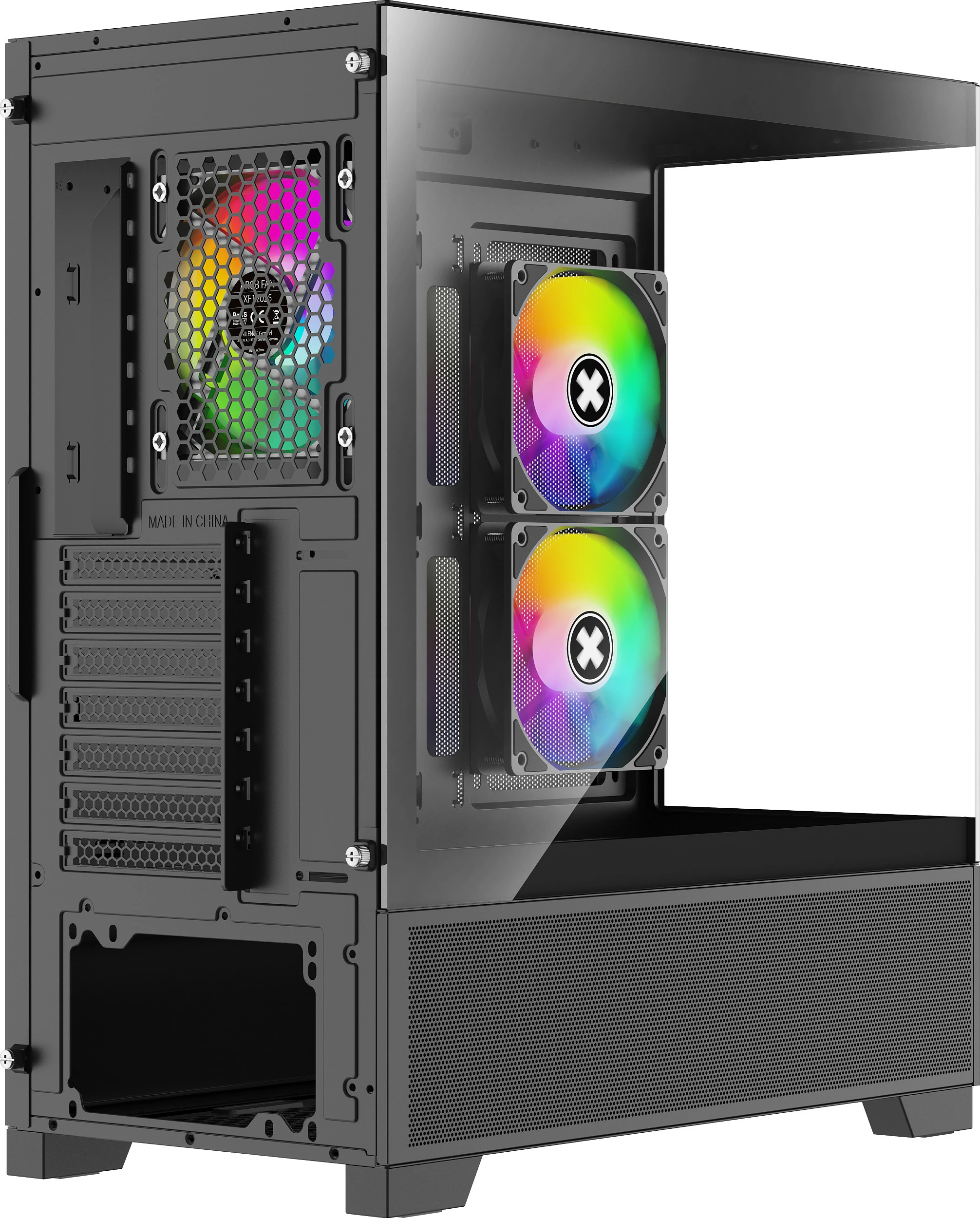Kasë Xilence Beam XG172, Midi Tower, tempered glass, RGB, e zezë