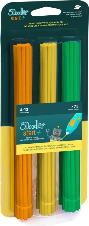 Material printimi 3D 3Doodler Start 3DS-ECO-MIX2-75, plastikë kompostuese, Gjelbër, Portokalli, Verdhë