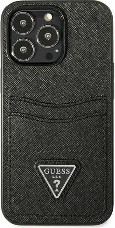 Kutí telefoni Guess Saffiano Triangle për iPhone 13/13 Pro, e zezë