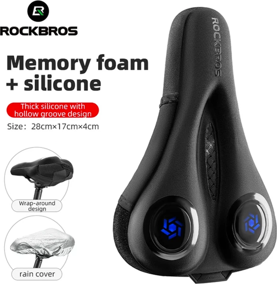 Mbulesë sedilje biçiklete Rockbros LF044BL me mbulesë shiu, e zezë dhe blu