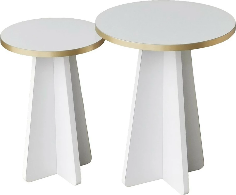 Set tavolinash kafeje Hanah Home, Mushroom 2, ngjyrë ari dhe e bardhë